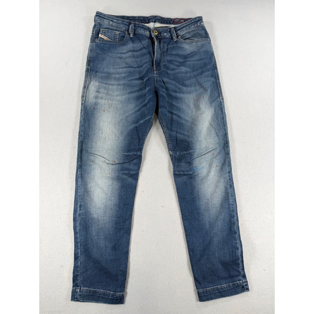 VTG Diesel Eazee JoggJeans Mens 35x25 Blue Denim Relaxed Tapered Splatter